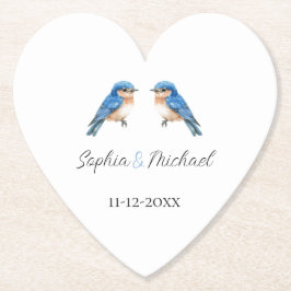 Posavasos De Papel Boda de pájaros de amor azules