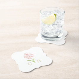 Posavasos De Papel Boda de Rosa dibujado en línea floral caprichosa