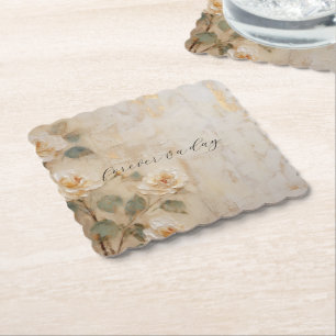 Posavasos De Papel Boda de Rosas Cream Peach