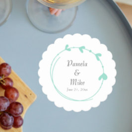 Posavasos De Papel Boda de Wreath Sencilla de Seafoam