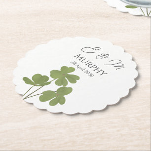Posavasos De Papel Boda del amante de la hoja verde moderna irlandesa