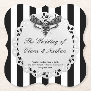 Posavasos De Papel Boda del cráneo de polilla gótica - Elegante oscur