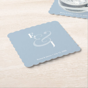 Posavasos De Papel Boda Dusty Blue Ampersand   Reverse Cocktail