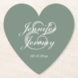 Posavasos De Papel Boda elegante de escritura blanca de color verde s