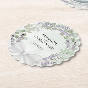 Posavasos De Papel Boda elegante de Eucalipto y Lavanda