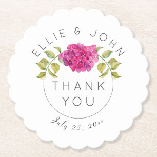 Posavasos De Papel Boda Favor Hidrangea Rosa Caliente
