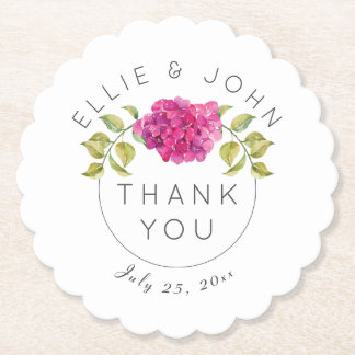Posavasos De Papel Boda Favor Hidrangea Rosa Caliente