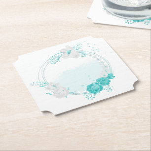 Posavasos De Papel boda floral blanco turquesa