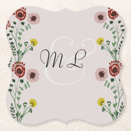 Posavasos De Papel Boda Floral Bordada Vintage Moderna