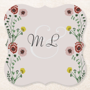 Posavasos De Papel Boda Floral Bordada Vintage Moderna