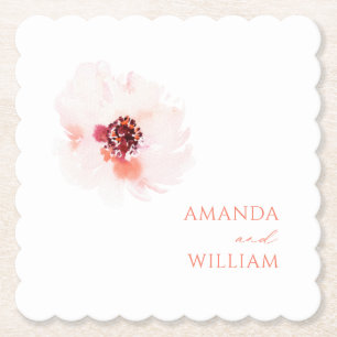 Posavasos De Papel Boda floral de color de agua de Rubor