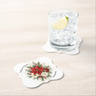 Posavasos De Papel Boda Floral de Navidad Elegante