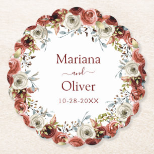 Posavasos De Papel Boda floral de otoño