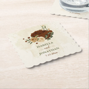 Posavasos De Papel boda floral de tonos terracota