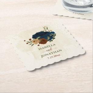 Posavasos De Papel boda floral naval terracota