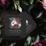 Posavasos De Papel Boda floral romántico de color gótico Raven<br><div class="desc">Este gótico de diseño de boda raven florido presenta un ilustracion acuático sencillo y monótono de un cuervo encaramado en un ramo. Perfecto para un boda de gótico eterno y romántico u otra ocasión especial. Está muy bien adaptado a un evento temido en otoño o a un evento de invierno...</div>