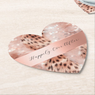 Posavasos De Papel Boda Glam Rosa Gold Leopard