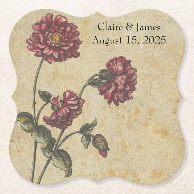 Posavasos De Papel Boda gótico Romance Papel escoria oscuro elegante (Anverso)