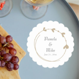 Posavasos De Papel Boda Khaki Simple Heart Wreath