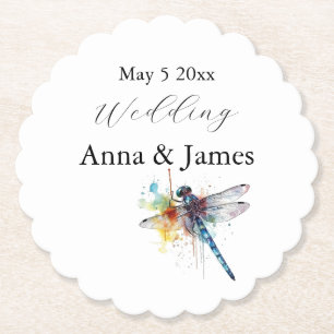 Posavasos De Papel Boda libélula, personalizada