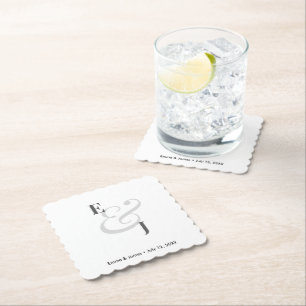 Posavasos De Papel Boda Minimalista con Ampersand Cóctel