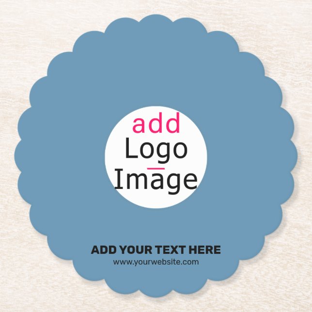 Posavasos De Papel Boda moderno Personalizable promocional azul turbi (Anverso)