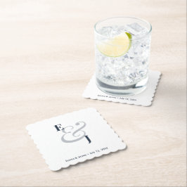 Posavasos De Papel Boda Navy Ampersand | Cóctel 