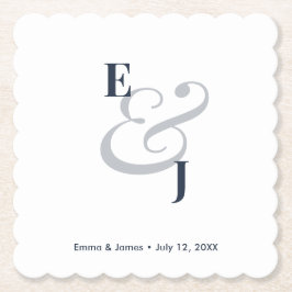 Posavasos De Papel Boda Navy Ampersand | Cóctel 