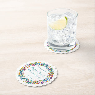 Posavasos De Papel Boda personalizado de estilo floral mexicano
