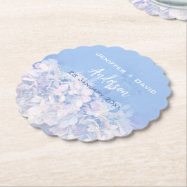 Posavasos De Papel Boda Personalizado de Hidrangeas Románticas