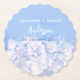 Posavasos De Papel Boda Personalizado de Hidrangeas Románticas