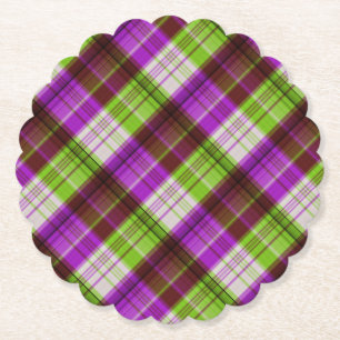 Posavasos De Papel Boda Púrpura Verde Tartán Plaid
