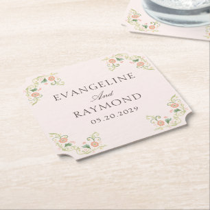 Posavasos De Papel Boda Rococó Floral Acuarela Elegante