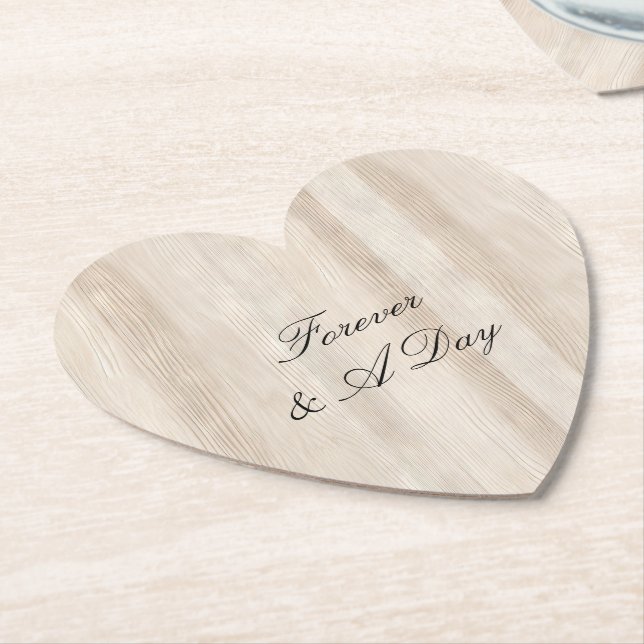 Posavasos De Papel Boda Rustic Faux Cream White Wood (En perspectiva)