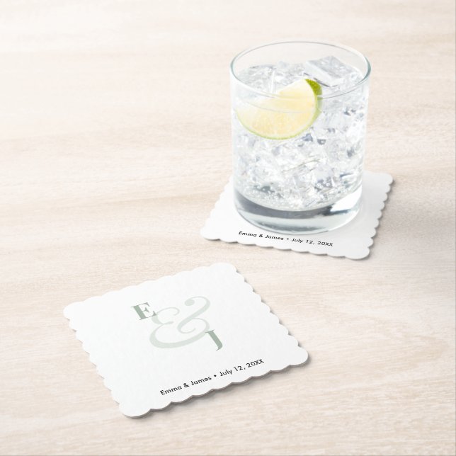 Posavasos De Papel Boda Sage Ampersand | Cóctel  (In situ)