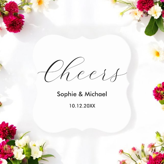 Posavasos De Papel Boda Saludos Blancos Negros Elegantes (Subido por el creador)