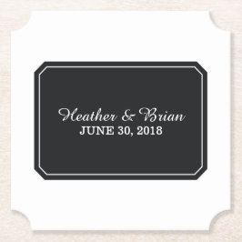 Posavasos De Papel Boda simple y elegante negra