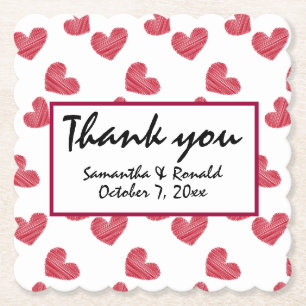 Posavasos De Papel Boda Sketchy Red Heart