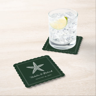 Posavasos De Papel Boda Starfish verde esmeralda