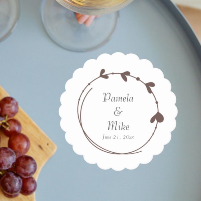 Posavasos De Papel Boda Taupe Simple Heart Wreath (In Situ Wedding)