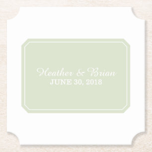 Posavasos De Papel Boda verde simple y elegante