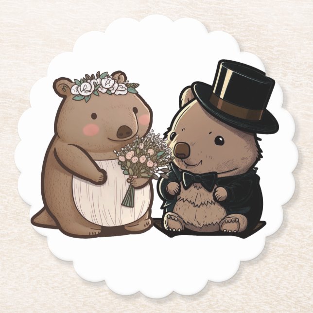 Posavasos De Papel Boda Wombat (Anverso)