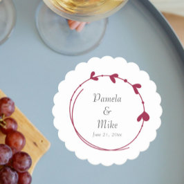 Posavasos De Papel Boda Wreath Red Simple Heart Wreath