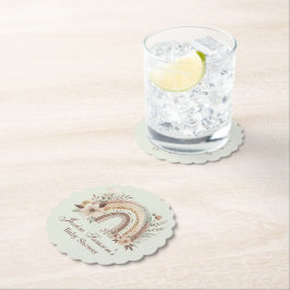 Posavasos De Papel Boho Arcoiris Y Flores Baby Shower