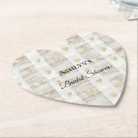 Posavasos De Papel Boho beige blanco crema corazón ducha de novia<br><div class="desc">Boho beige blanco crema corazón ducha de novia</div>