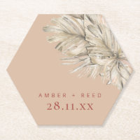 Boho Palm Hexagon Coaster Rubor Terracotta