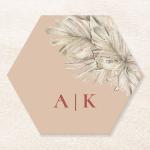 Posavasos De Papel Boho Palm Hexagon Rubor Monogrammed
