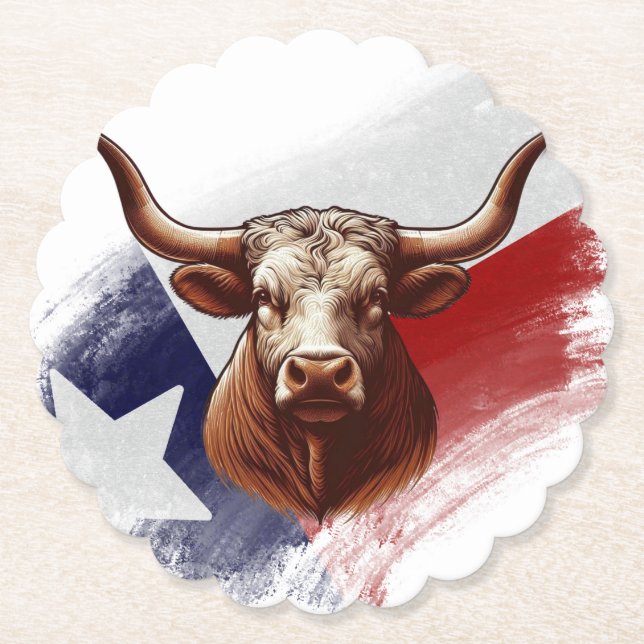 Posavasos De Papel Bola de longhorn de Texas (Anverso)