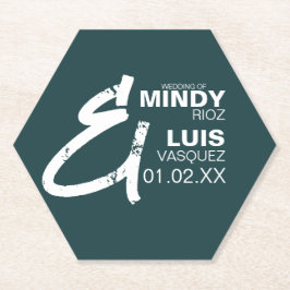Posavasos De Papel BOLD AMPERSAND Grunge Verde Boda Blanca   