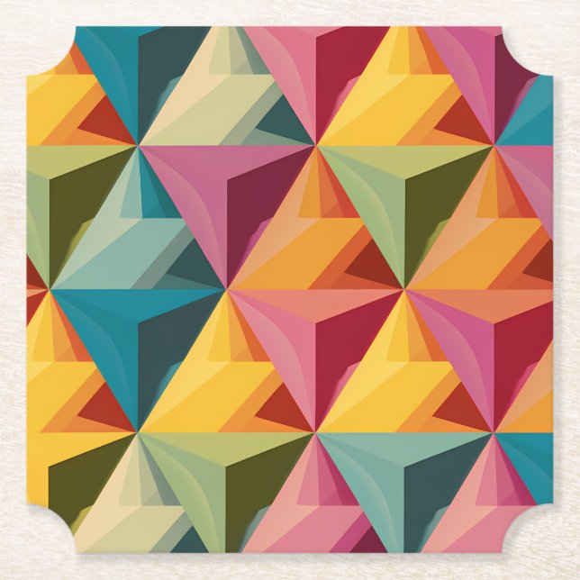 Posavasos De Papel Bold Geometric Triangle Pattern  (Anverso)